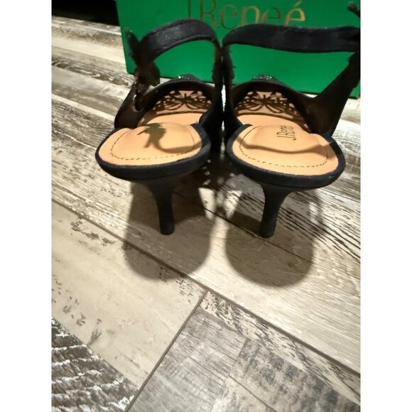 J. Renée Womens Vanani Black Rhinestone Slingback Kitten Heels 11M Elegant Party - Picture 4 of 9